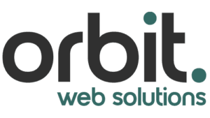 Logo with the word 'orbit' in lowercase, featuring a modern, bold font. The dot on the 'i' and a circular dot after the word 'orbit' are coloured in teal, while the rest of the text is in black.