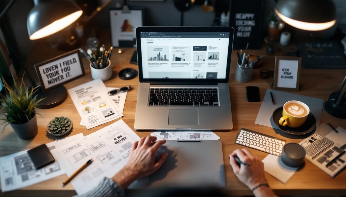Person working at a design-focused desk setup.