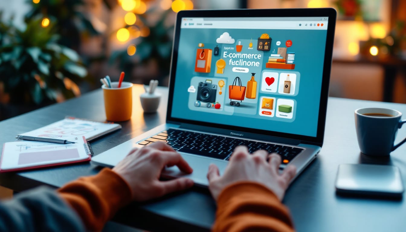 Person shopping online using a laptop.