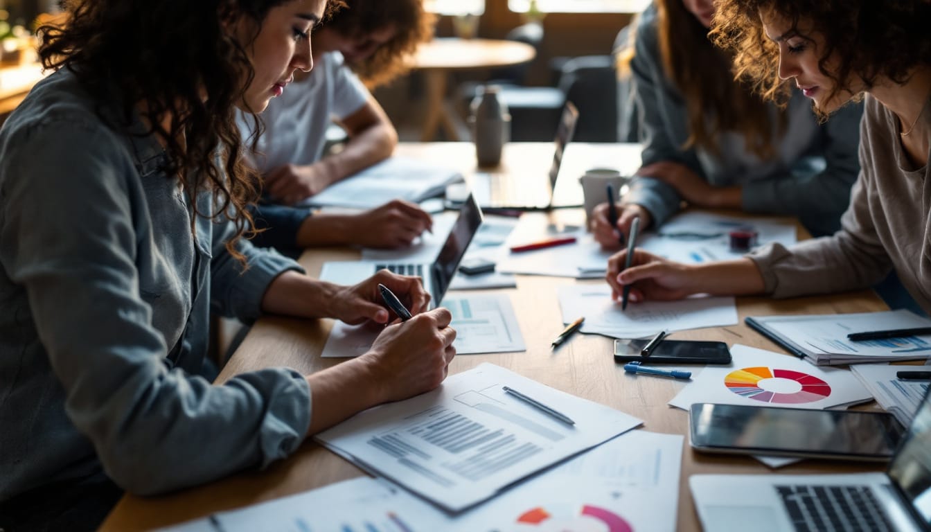 A photograph of a professional team collaborating on a website project