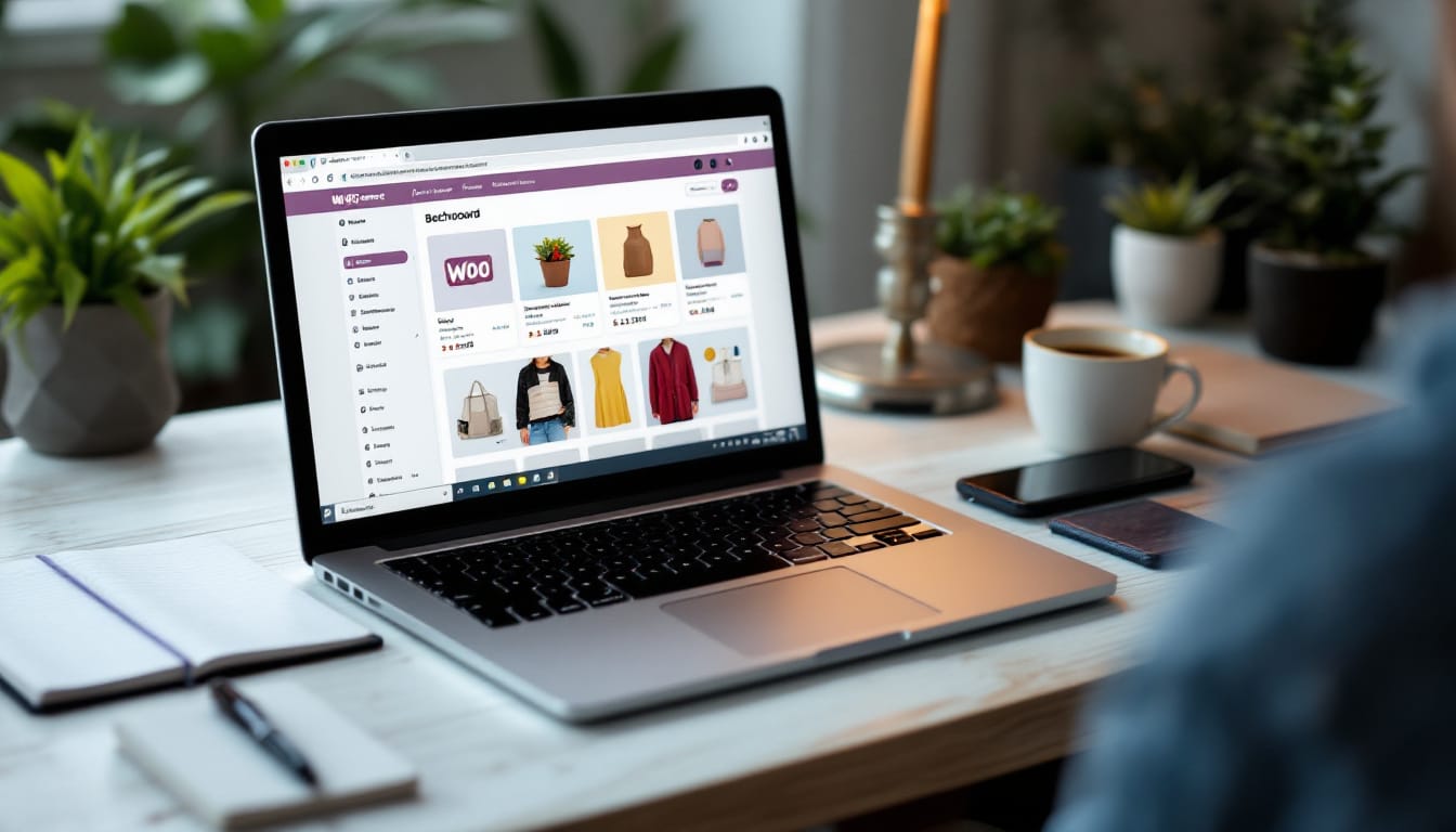 Online shopping site on laptop screen